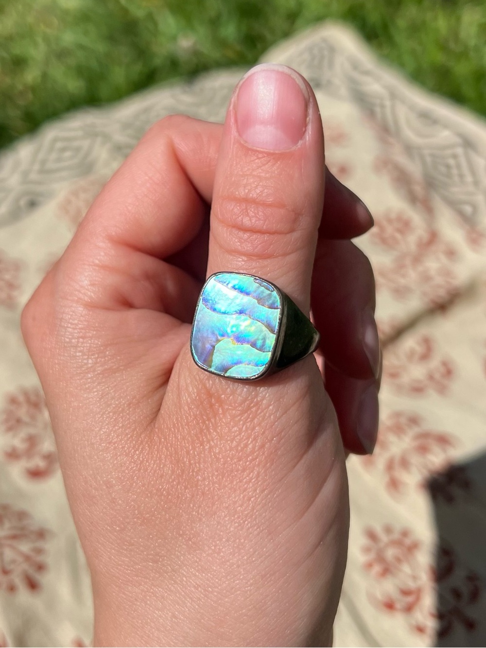 Sterling Silver Abalone Shell Ring